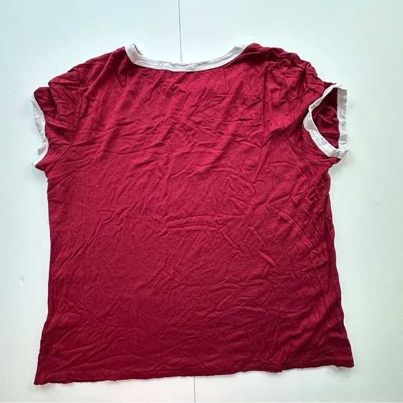 French Pastry red white ‘Chill Out’ short sleeve‎ casual ringer shirt juniors XL - Picture 5 of 7